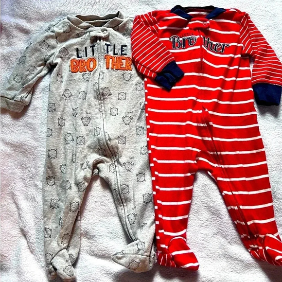 Carters 6 Months Footed Pajamas Little Brother - Picture 1 of 5